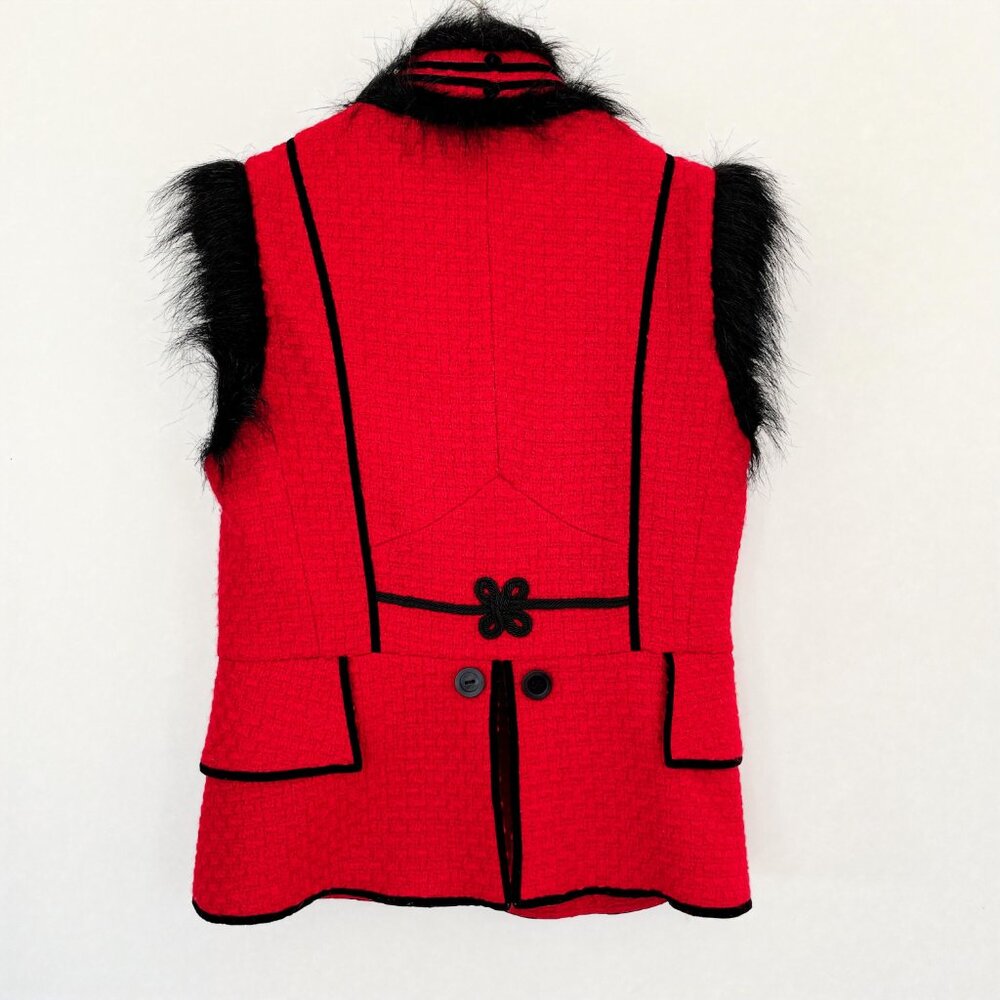VTG Y2K Simon Chang Red Napoleon Military Nutcracker Vest Soutache Hussar Sz 10 - Picture 3 of 15
